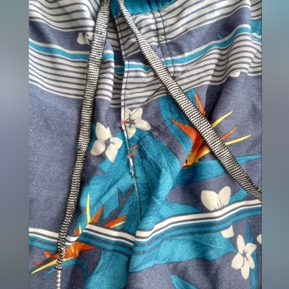 Mossimo Men's Floral Striped Swimsuit Beach Beachy Vacation Summer Blue Sz 32 - Picture 5 of 9